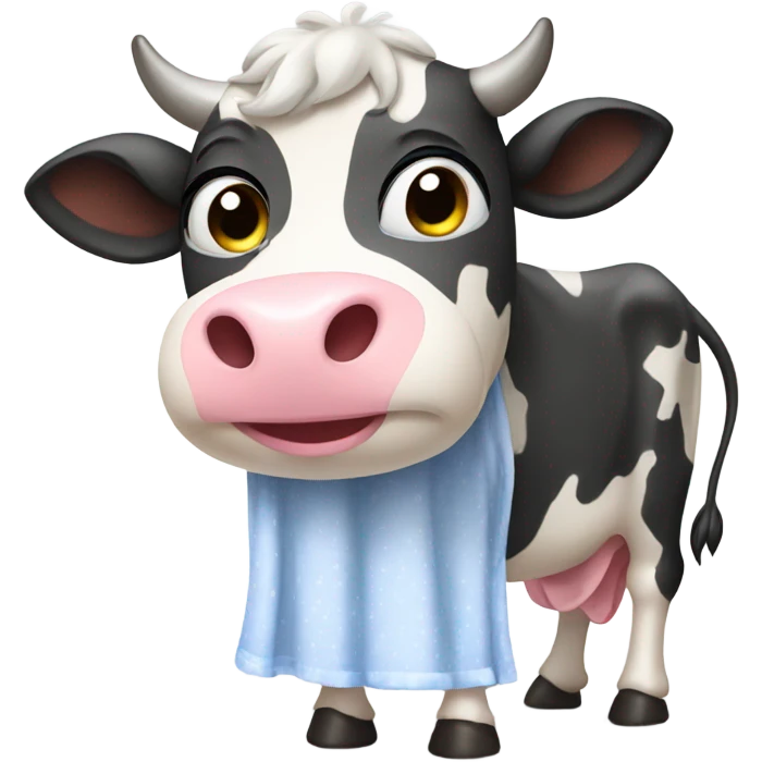 Cow wearing a nightgown emoji