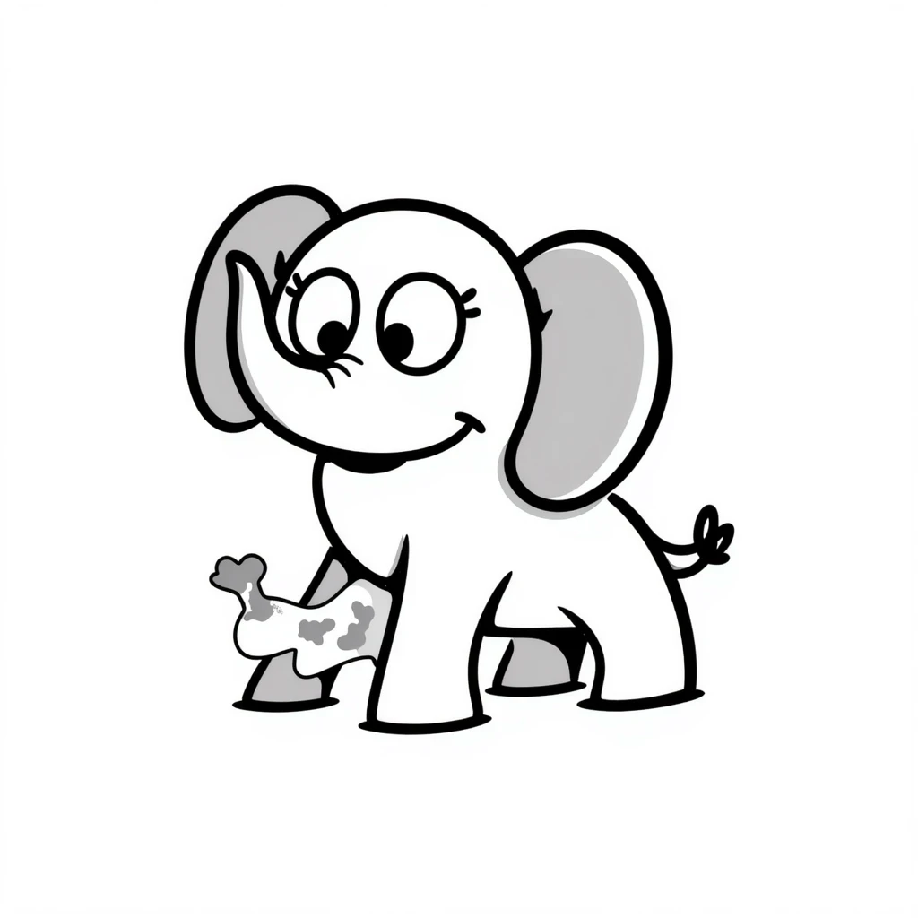 A hand-drawn wooden puzzle elephant toy with a silly cute expression and puzzle piece joints emoji