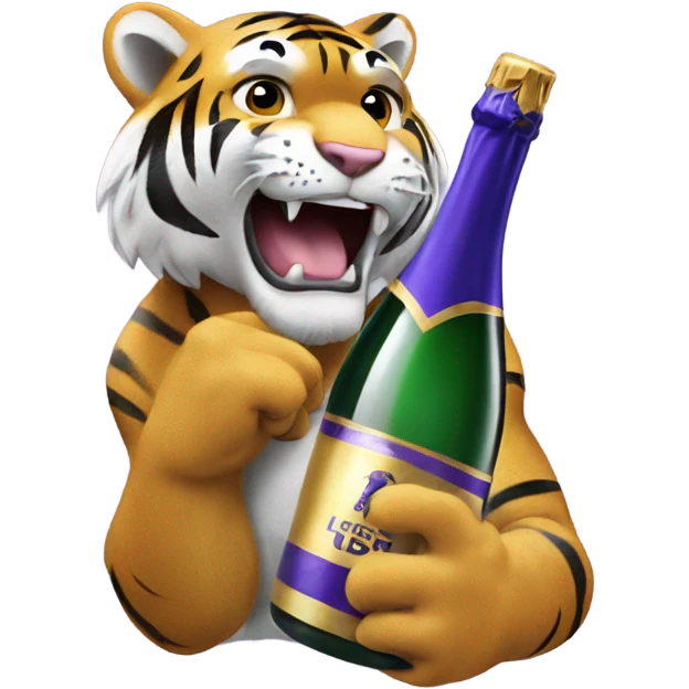 LSU Mike the Tiger popping champagne bottle emoji