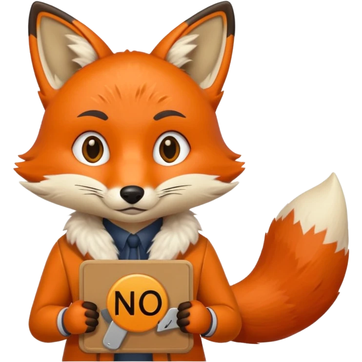 a fox HOLDING a no sign emoji