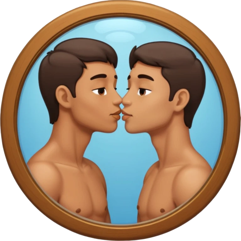 man looking in a mirror and kissing his reflection emoji