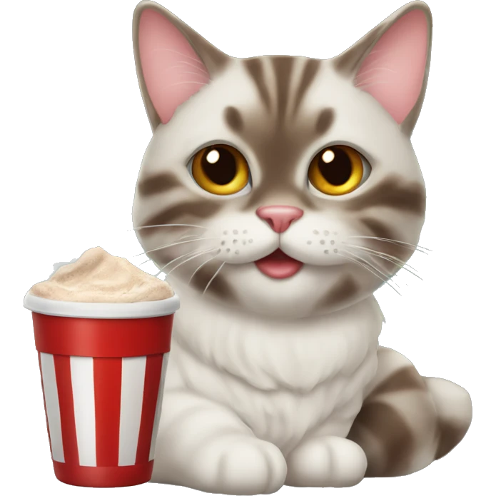 Santa claus cat with cocoa emoji