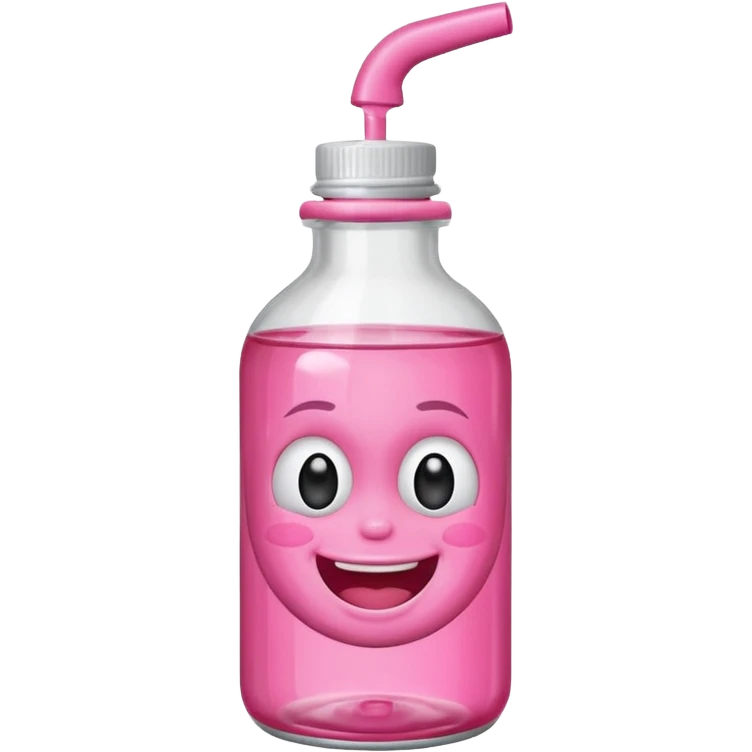 Smiling freaky baby oil bottle pink emoji