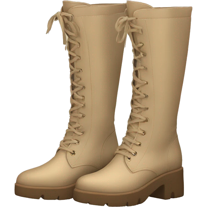 pair of beige chunky knee high boots emoji