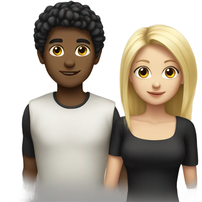 blonde boy and black haired girl  emoji