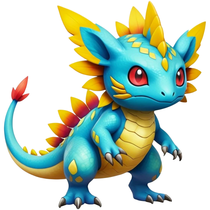 cool exotic fantasy-creature-Fakémon-Pokémon, full body, with markings emoji