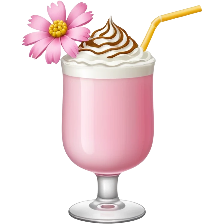 Pink Mimosa drink with flower  and whipped cream emoji