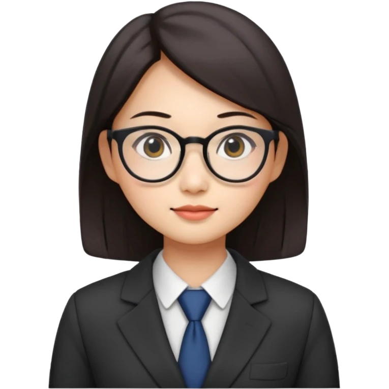 asian female accountant with eyeglasses, round face emoji
