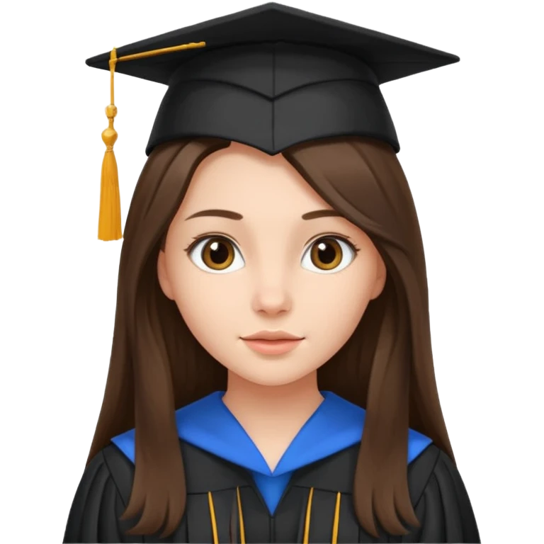 young brunette girl long hair university graduate emoji