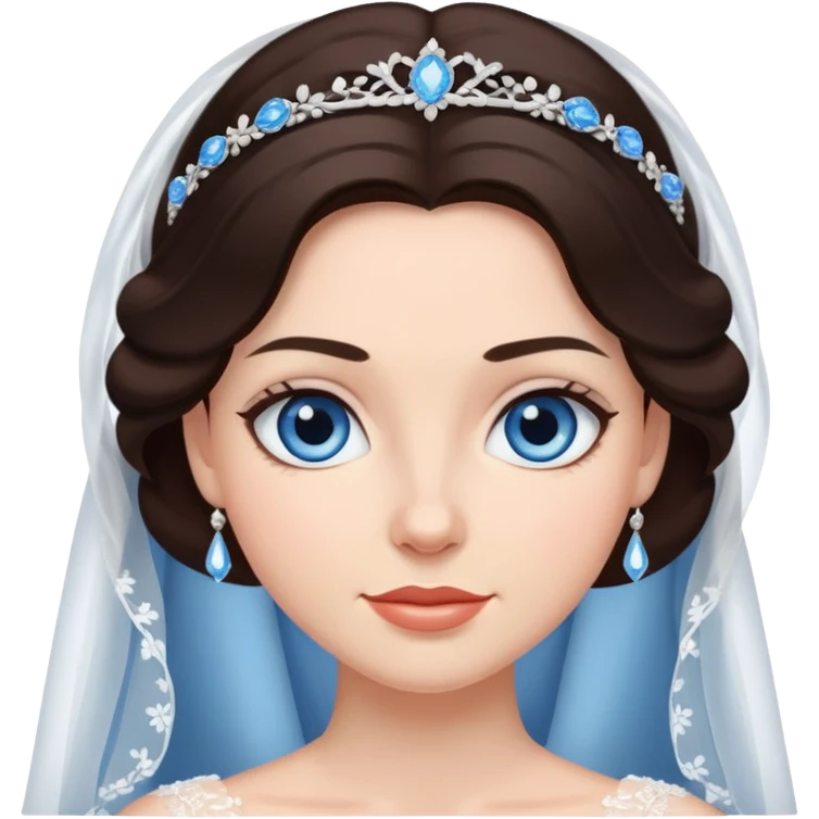 Bride with dark brown hair and blue eyes  emoji