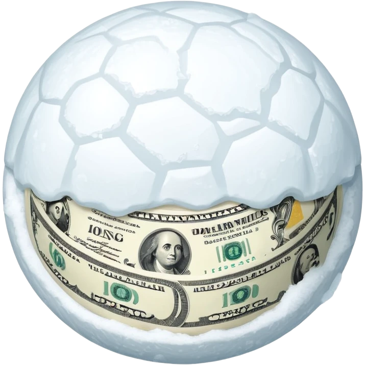 Snow ball with dollar bills  emoji