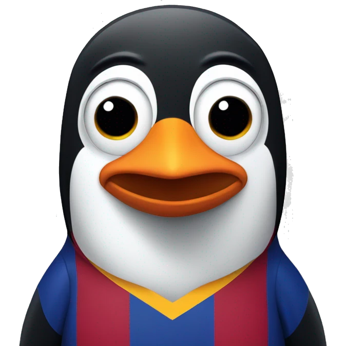 penguin wearing a barcelona jersey emoji
