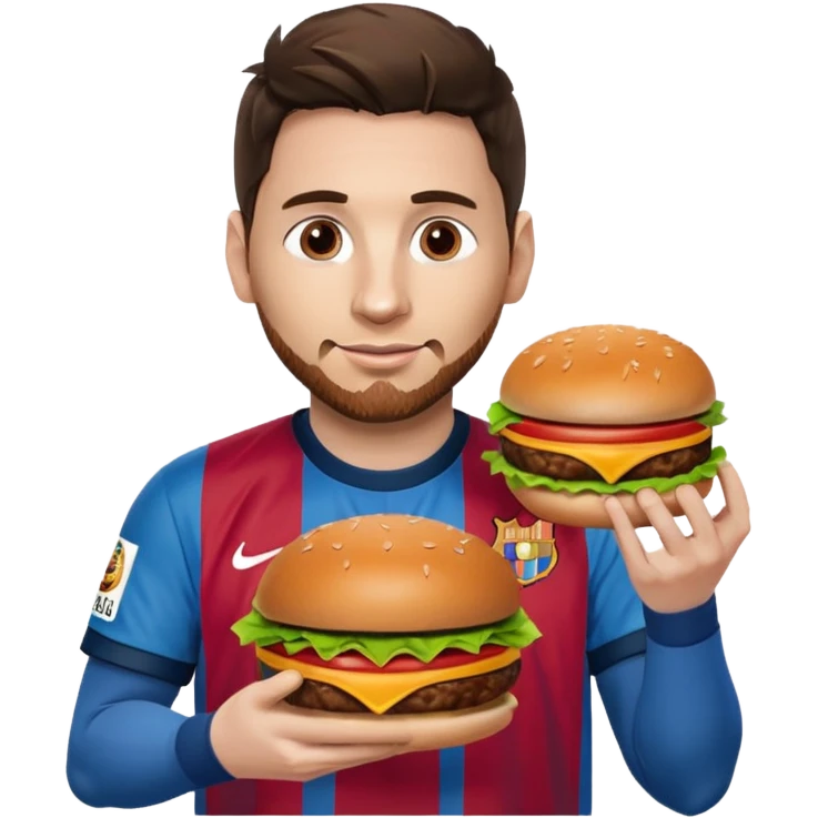 Messi holding a burger emoji