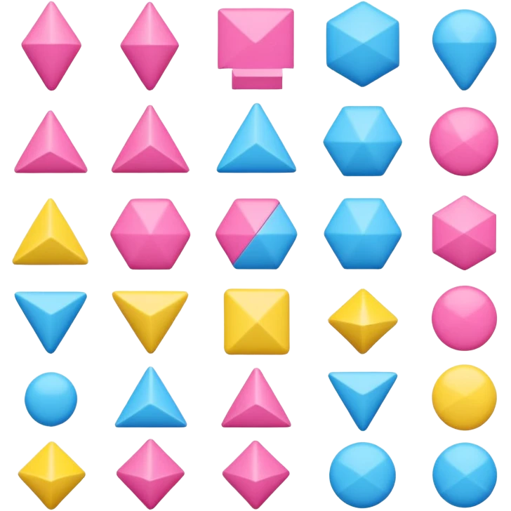 A collection of pink and blue and yellow shapes emoji