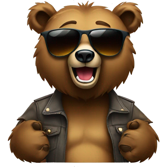 cool grizzly bear with sunglasses hanging loose  emoji
