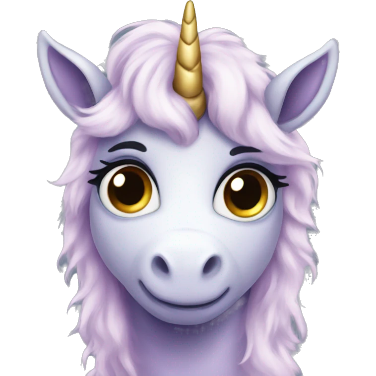 Unicorn fluffy sweet big eyes putple emoji