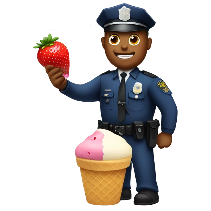 Police man ice cream blueberries and strawberry  emoji