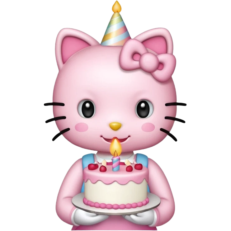 cute hello kitty with birthday cake emoji