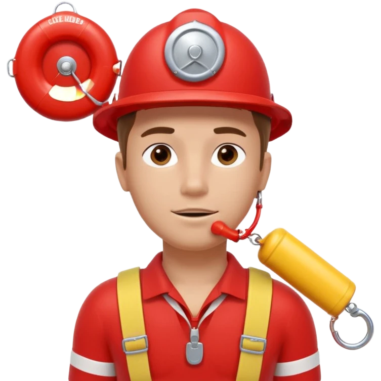 lifeguard portrait, head and shoulders only, wearing red lifeguard uniform, rescue whistle and buoy strap visible, confident alert expression, beach safety vibe, 3D cartoon, mobile game icon style, clean background, no text, no watermark
 emoji
