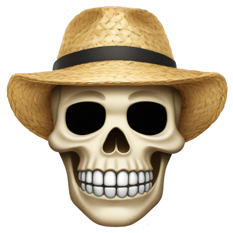 Skull face with straw hat emoji