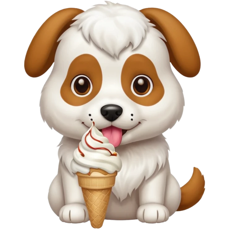 dog sitting eating ice cream emoji