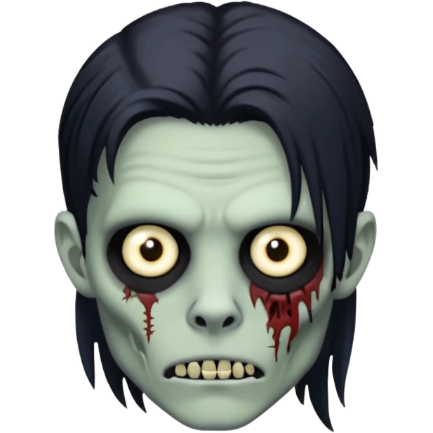 zombie boy with black symmetrical wolfcut medium long hair and piercings emoji
