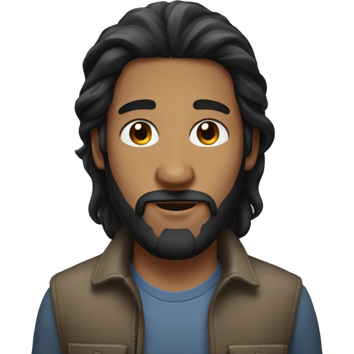 gay man with long black hair and little beard emoji