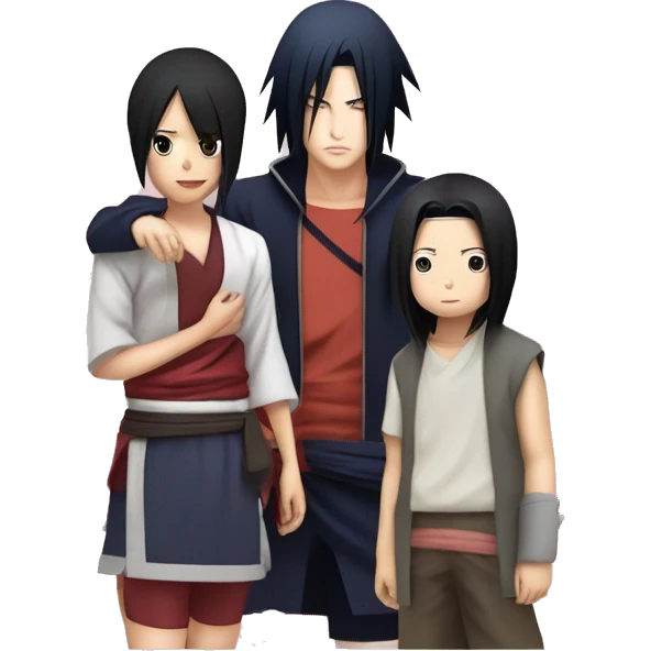 Créate Sakura uchiha and sasuke uchiha together with baby sarada from Naruto. emoji