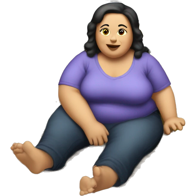 Extremely chubby woman sitting in the truck bed of a 2006 sliverado  emoji
