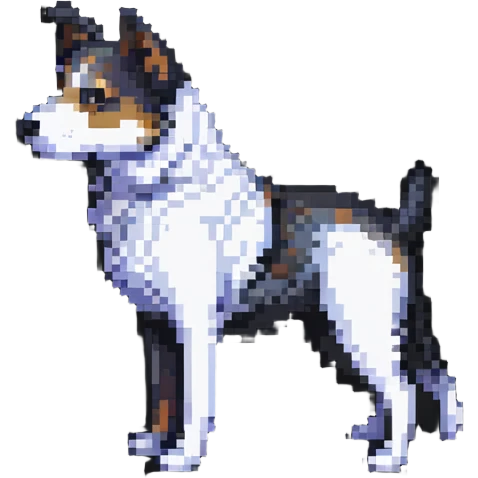 a dog with a half-human body, pixel art style emoji