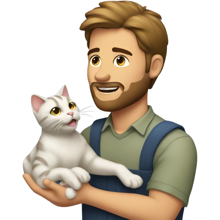 a man grabing a cat emoji