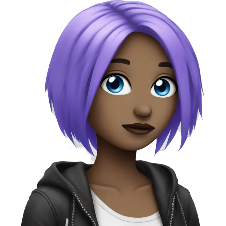 emo girl with purple hair and blue eyes emoji