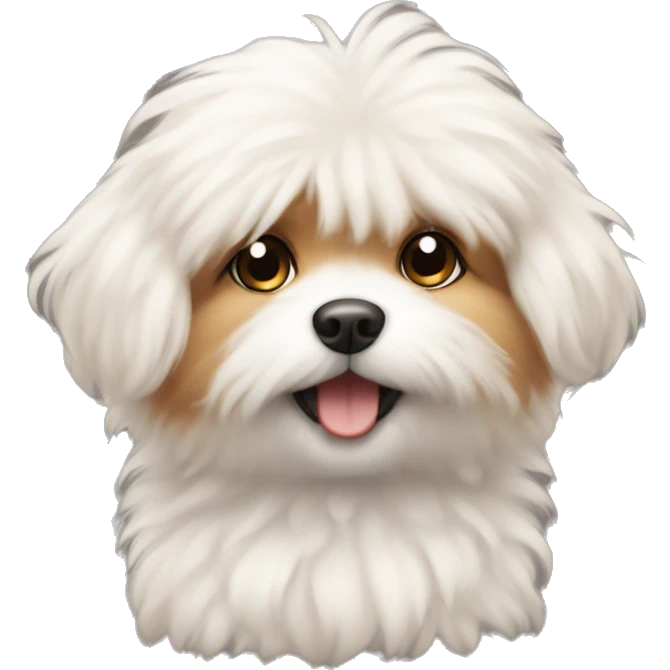 The image shows a cute illustration of a small fluffy dog ​​. emoji