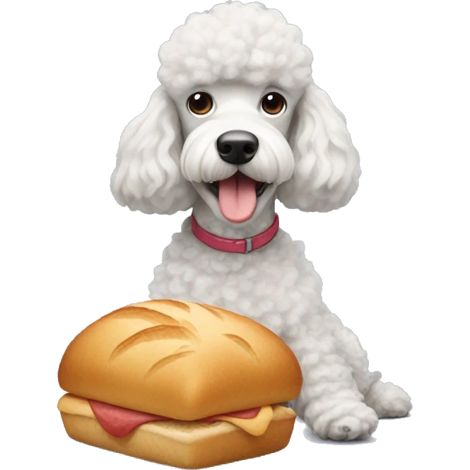 Poodle eating bread  emoji