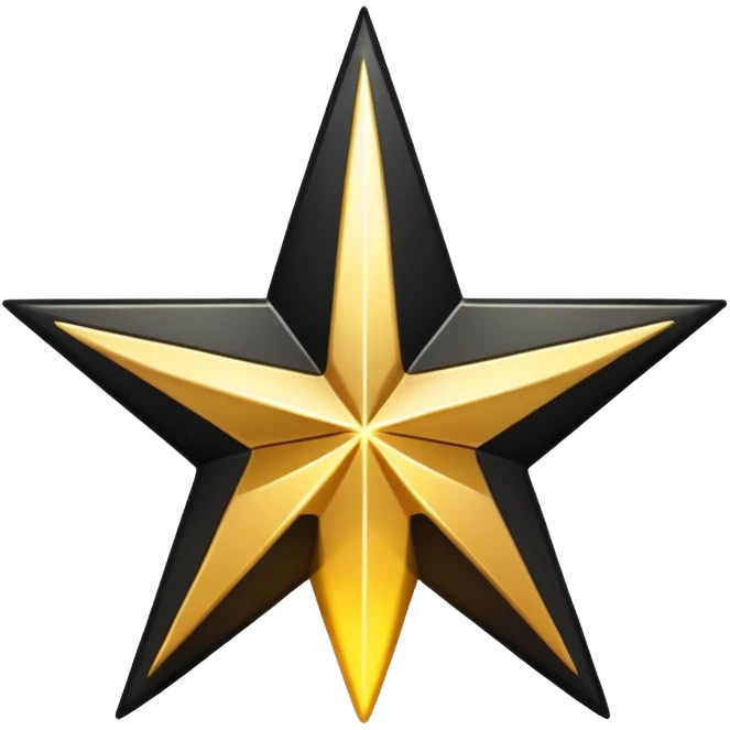 half golden and half black star, diagonal split emoji