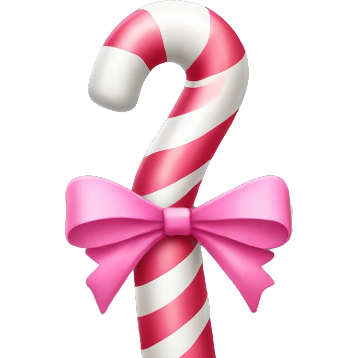candy cane with a pink bow emoji