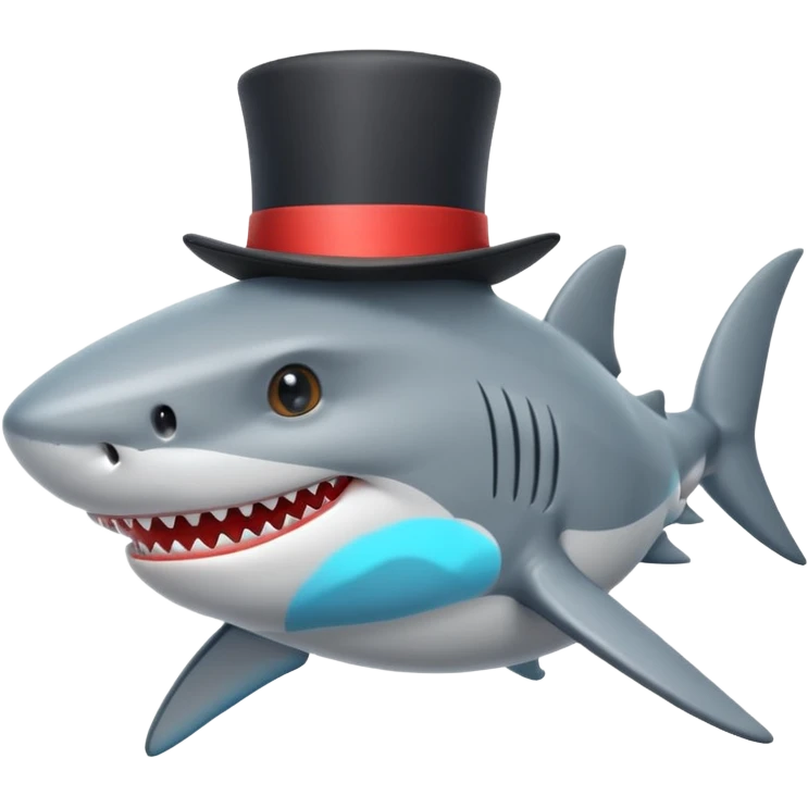 Shark with a top hat emoji