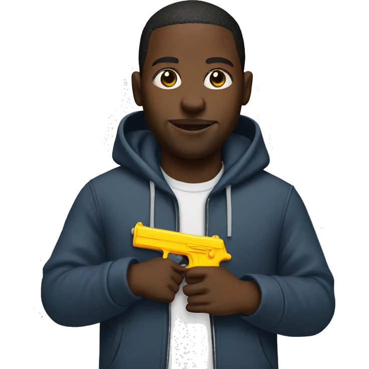 Black man with hoodie and water gun emoji