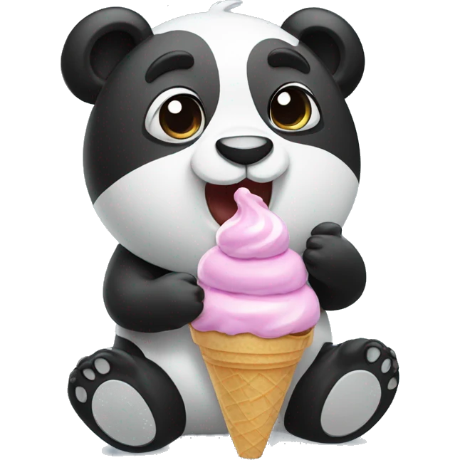 Panda eating ice cream emoji