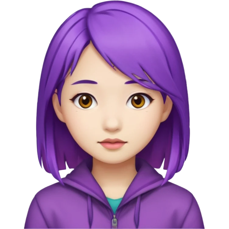 purple haired girl, asian emoji