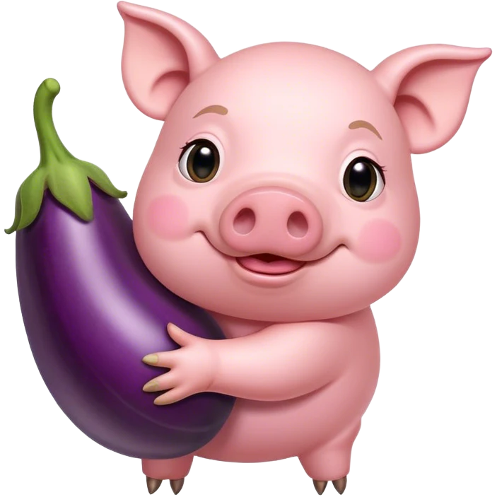 Pig jolding a eggplant emoji