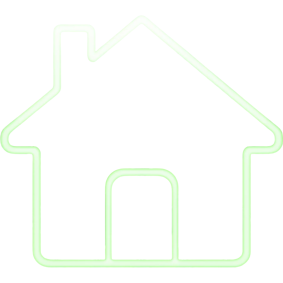 ícone casa verde Arlequim vidro neon brilho cegante emoji