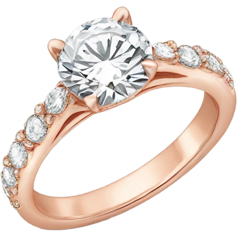 Rose gold engagement ring with round diamond emoji