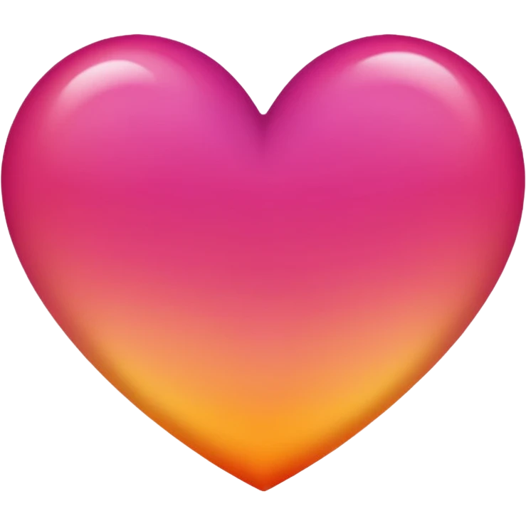 Dark pink to orange to yellow to orange to dark pink double gradient heart emoji