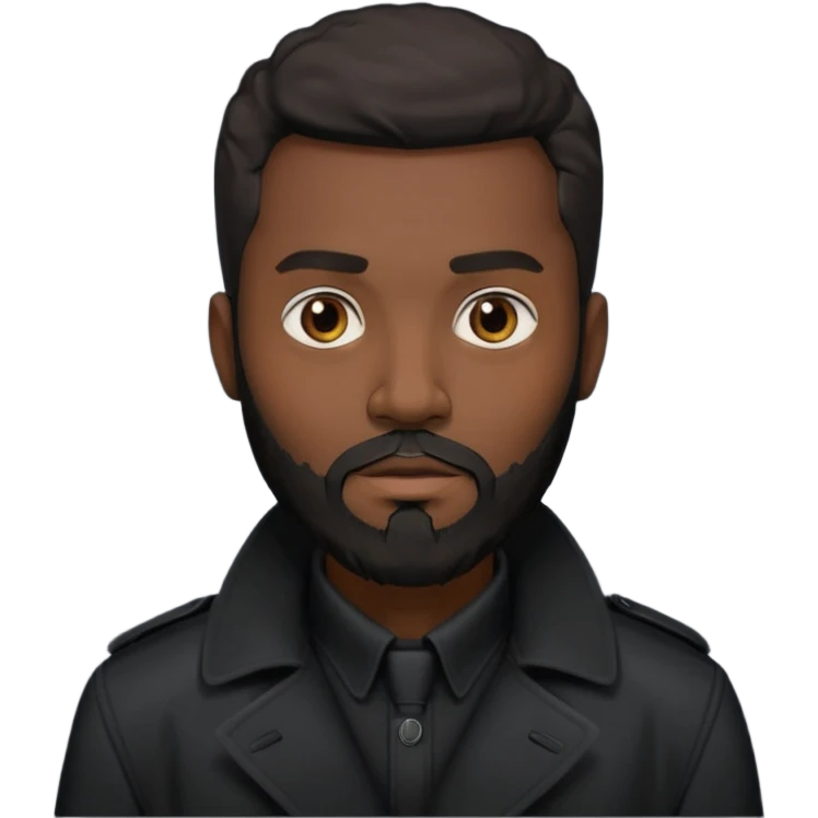 black bearded man in black shirt in black trenchcoat  emoji