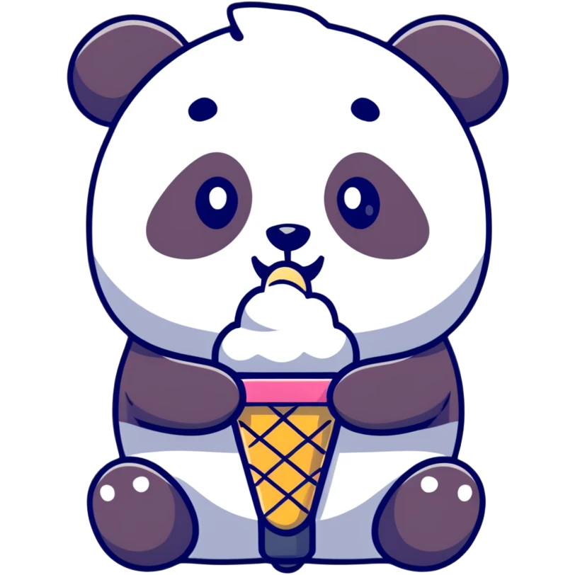 Panda eating ice cream emoji