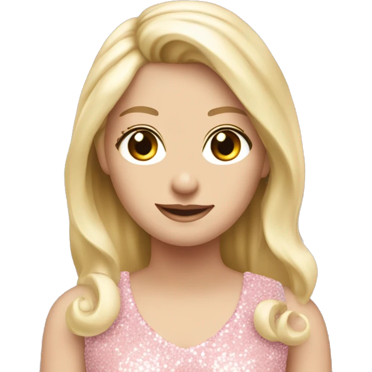blonde whte girl in light pink sequins dress doing a carthweel emoji