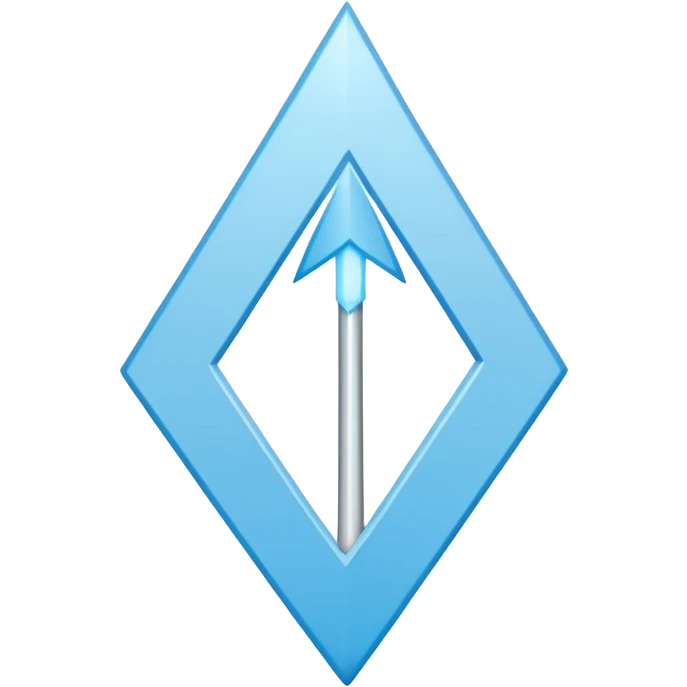 Extremely simplistic white arrow with light blue outline pointing emoji