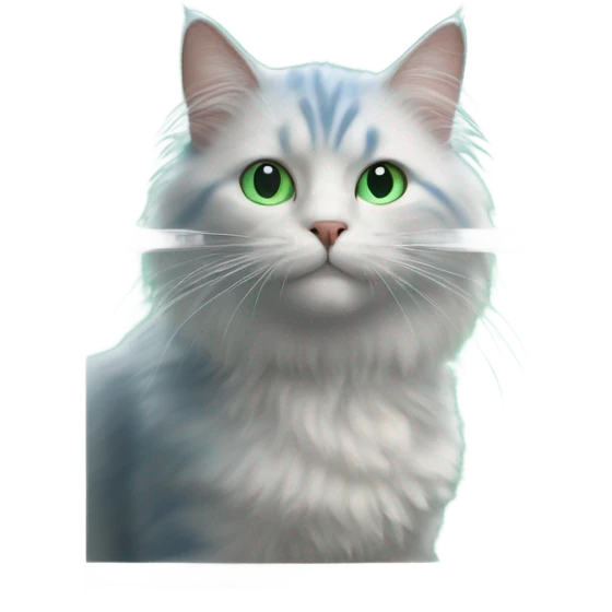 realistic fluffy blue green eyed cat by window emoji