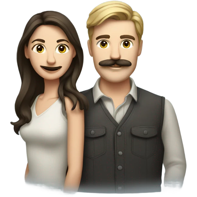 caucasian brunette couple moustache  emoji